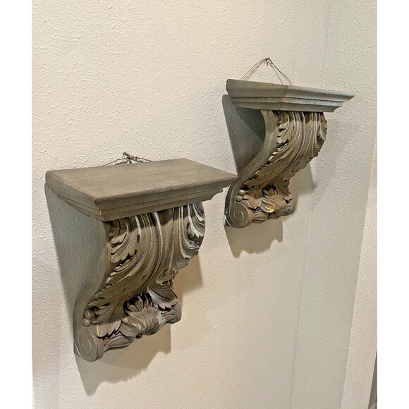 Home Interiors Vintage Set of 2 Ornate Wall Shelves - Picture 5 of 13